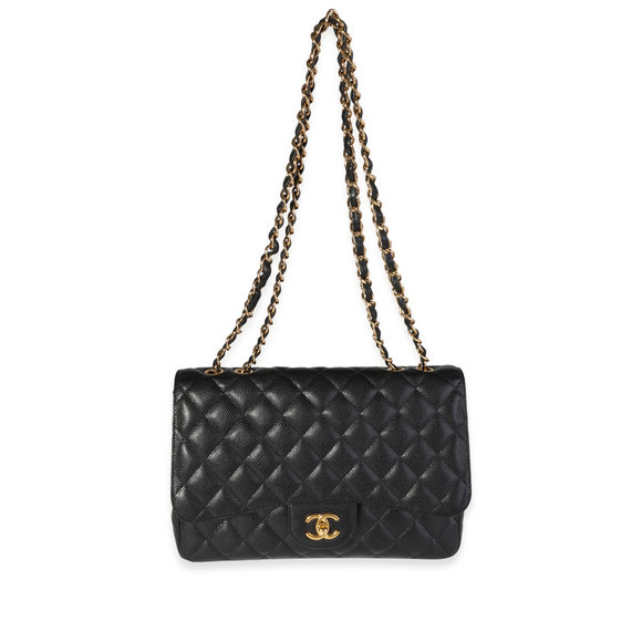 Chanel Black Quilted Caviar Jumbo Classic Single Flap Handbag - Picture 2 of 8